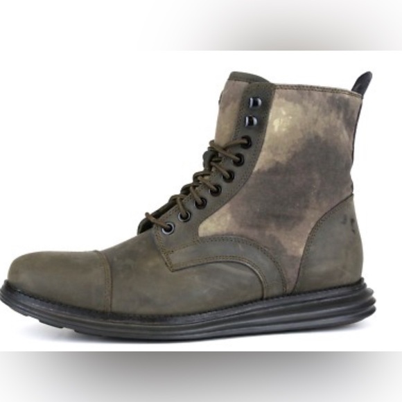 LIKE NEW Cole Haan Z63109* Men's Lunargrand Brown Leather Combat Boots Size 13